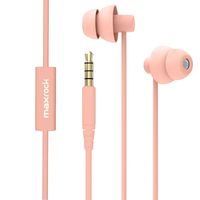 MAXROCK (TM) Super Mini Total Soft Silicon Earbuds Headphones with Mic Music Sleep Choice for Cellphones Ipad Tablet Mp3 Laptop and Most 3.5mm Audio Player (Coral Pink)