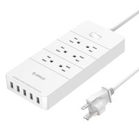 ORICO Surge Protector Power Strip with 6 Outlets and 5 USB Charging Ports, 5ft Extension Cord/1700J Ideal for Home and Office Accessories - White(ETL/FCC Listed)