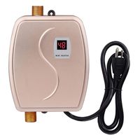kbxstart Electric Tankless Hot Water Heater, 110V 3000W Hot Water Heater with LCD Digital Display for Hand/Face/Bowl Bathroom Kitchen Washing, Version 01-Gold