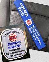 Cerebral Palsy Medical Alert Belt Cover and Window Decal Set (Royal Blue)