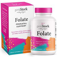 Pink Stork Folate: Quatrefolic Acid + Methyl Folate - MTHFR Acid, Recommended Before and During Pregnancy, Women-Owned, 60 Capsules