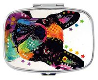 Eareeco - Graffiti Dog Custom Silver Stylish, Slim Design Pill Box Holder，Rectangle Medicine Vitamin Organizer Pill case