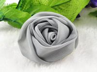 11pcs Big 2.6"Chiffon Rose Flower Appliques/Craft/Sewing 11 Colors-u Pick (Silver)