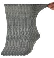 +MD Womens 8 Pairs Non-Binding Cotton Crew Diabetic/Dress Socks with Seamless Toe and Cushion Sole,Grey 9-11