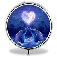 IMLONE Pill Organizer, Customized Dolphin Kiss Pill Boxes with 3 Components and Mirror for Travelling and Daily Needs