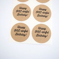 One-Derful Birthday Stickers, Baby's First Birthday Round Seals, Labels and Cupcake Toppers, by Once Upon Supplies, 1.5 Inches, 60 Stickers