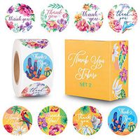 RipDesigns - 1.5 Inch Floral Thank You Stickers - 500 Stickers Per Roll - 8 Designs (Set 2)