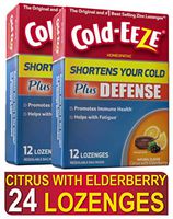 Cold-EEZE Plus Defense Cold-Shortening Lozenges, 12 Count, Cold Remedy, Citrus with Elderberry Flavor, Pharmacist Recommended - Twin Pack