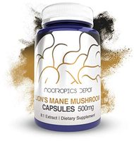 Lions Mane Mushroom Capsules | 8:1 Whole Fruiting Body Extract | 500mg | 180 Count | Hericium erinaceus