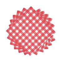 WallyE Red and White Gingham Paper Napkins, Checkered Tartan Plaid Tableware for Garden Barn Picnic or Farm Birthday Party BBQ, 100 Pack
