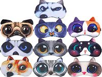 10 Pack Cute Animal Sleep Eye Mask for Girls Cat Dog Soft Plush Blindfold Funny Sleep Masks Eye Cover Eyeshade for Kids Girls Men Women Plane Travel Nap Night Sleeping