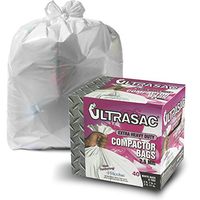 Ultrasac Trash Compactor Bags - (40 Pack with Ties) 18 Gallon for 15 inch Compactors - 25" x 35" Heavy Duty 2.5 MIL Garbage Disposal Bags Compatible with Kitchenaid Kenmore Whirlpool GE Gladiator