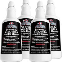 Commercial Grill and Oven Cleaner 32 Oz Concentrate 4pk. Heavy-Duty, Fast-Acting Degreaser Solution Removes Carbon, Grime, Burnt Food and Oil for Griddles, Fryer Baskets and Kitchen Cooking Surfaces.