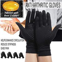 Womens Mens Copper Fiber Therapy Compression Gloves Hand Arthritis Joint Pain Relief Full Finger Therapy Gloves,2pairs,L