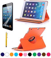 Sheath Ipad Air Multi angle 360 rotating case cover With Screen Protector and Stylus For New Ipad air 5th generation with ratina display (Orange)
