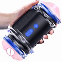 Dual Head Rotation Automatic Male Sucker Oral Mouth Sucking Tongue Licking Toy