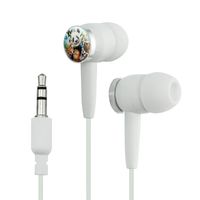 Graphics and More Zoo Animals Selfie Panda Bear Sloth Meercat Monkey Lemur Novelty in-Ear Earbud Headphones - White