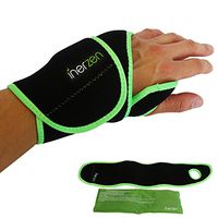Inerzen Wrist Support Hot and Cold Gel Therapy Wrap - Includes Hot or Cold Gel Pack for Pain Relief - Microwavable, Freezable, Reusable (One Size Fits All)