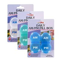 Daily AM/PM Round Pill Medicine Container Organizer (Colors May Vary)