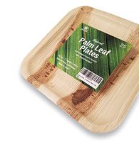 Palm Leaf Bamboo Style Wood Plates | 7 Inch Square | Rustic Disposable Plates | 100% Biodegradable Wooden Plates | Eco Friendly Leaf Plates | 25 Count