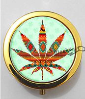 BlackKey Multicolor Marijuana Weed Leaf 3-Compartment Decorative Pocket Gift Box Case Organizer for Pill, Color 2 -329