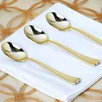 Efavormart 100 Pcs Metallic Gold Disposable Plastic Spoon for Wedding Party Banquet Events Candy Buffets Dinnerware