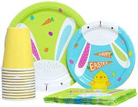 Hello Bunny (Easter) Pack! Disposable Paper Plates, Napkins and Cups Set for 15 (With free extras)