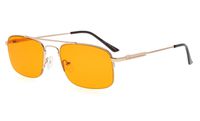 Eyekepper Mens Anti Blue Light Glasses Better Sleep 97% Blue Light Blocking-Bendable Memory Titanium Computer Reading Glasses, Dark Orange Tinted Lens(Gold, 1.25)