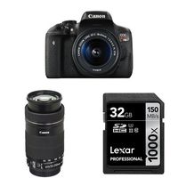 Canon EOS Rebel T6i Digital SLR with EF-S 18-55mm and 55-250mm Lenses + 32 GB Memory Card