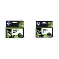 HP 952XL Black Ink Cartridge (F6U19AN) & 952XL Ink Cartridge Cyan (L0S61AN)