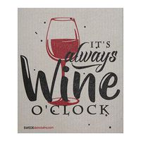 Its Always Wine O'clock ONE Each Swedish Dishcloth | ECO Friendly Absorbent Cleaning Cloth | Reusable Cleaning Wipes
