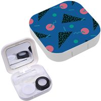 Portable Contact Lens Case Box Travel Kit Mirror + Bottle + Tweezers Container Holder [ Geometric Retro ]