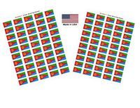 Made in USA! 100 Country Flag 1.5" x 1" Self Adhesive World Flag Stickers, Two Sheets of 50, 100 Sticker Flags Total (Eritrea)