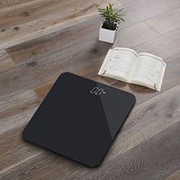 Pollyhb Digital Electronic Body Weight Scale Steel Protective Glass Pure Color 400 Pounds, Tempered Glass LED Mode Digital Body Weight Bathroom Scale,Digital Weight Scale,Body Fat Scale (Black)