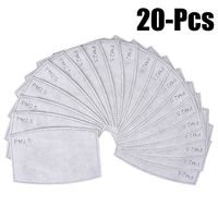 Zoylink 20Pcs Adults Mask Filters Dustproof 5 Layers PM2.5 Fabric Activated Carbon Filters Mouth Cover Filters