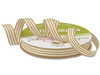 Kraft and White Stripe Cotton Curling Ribbon 1/2"x50 yds (Unit Pack - 1)