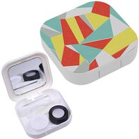 Portable Contact Lens Case Box Travel Kit Mirror + Bottle + Tweezers Container Holder [ Colorful Retro ]