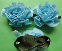 48pc Cabbage Rose W/Leaf Flower Appliques/craft-6colors -(Pick Color) (Blue)