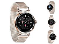 Sammid Stylish Smart Watch for Women Ladies, Fitness Tracker with Magnetic Wristband Flower-Shape Glass Screen Bluetooth Watch for Android&iOS Fashionable Smartwatch-Gold