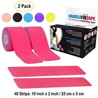 Pink 2-Pack Kinesiology Recovery Tape Precut Roll - Sports Athletic Injury Therapy Support - Elastic Breathable Cotton Water Resistant Strong Adhesive - Tendon Joint Ligament Muscle Pain Relief