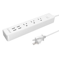 ORICO 3 Outlets Power Strip with 4 USB Ports 20W Built in 5 Feet Cord Surge Protector - White