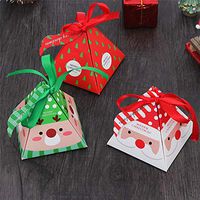 Fascola Christmas Candy Boxes,30 Piece Pack of 3 Patterns（Santa/Reindeer/Christmas）3Dwith Small Label and Gift Cord，Cute Ornament Box for Chocolate,Treats and Cookies