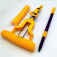Stainless steel Telescopic rod Fold Sponge Dust mops floor cleaning Tools (With 2 Heads)