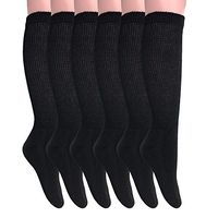 Diabetic Socks Over The Calf Big and Tall Extra Wide Full Cushion Socks Made in USA (9-11, Black - 6 Pairs)