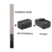 YONGNUO YN360 Handheld LED Video Light 3200K-5500K RBG Colorful Professional Photo LED Stick 15.5 Inch with Charger and NP-F750 Lithium-ion Battery + MicroFiber Cloth
