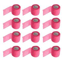 ESUPPORT 2 Inches X 5 Yards Pink Self Adherent Cohesive Wrap Bandages Adhesive Wounds Strong Elastic First Aid Tape for Sport Wrist Ankle 12 Count