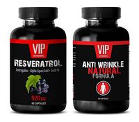 Energy Vitamin Powder - RESVERATROL – Anti Wrinkle - Combo - Grape Seed Extract Powder - 2 Bottles - (60+60 Capsules)
