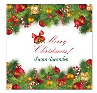 96 Gorgeous Personalized Gift Stickers Labels for Christmas Xmas - Add Your OWN (from) Name - (Large) 7.6cm x 7.6cm | 3" x 3" - Choice of Different Designs. (Christmas 11)