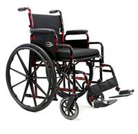 Karman LT-770Q-E Lightweight Removable Wheelchair with Elevating Legrest, Red Streak, 18" x 16"