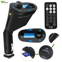 Amzdeal Car MP3 Player, Blue Car Kit MP3 Player Wireless FM Transmitter Modulator with USB/SD/Card Reader MMC Slot and Remote Control